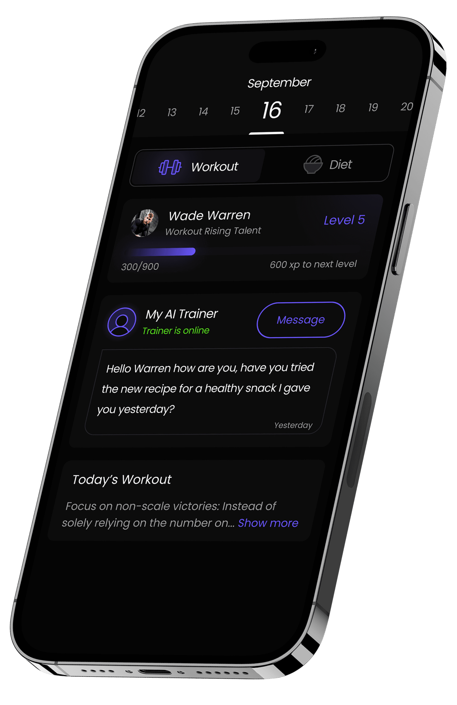 Coachify.AI workout plan and trainer screens